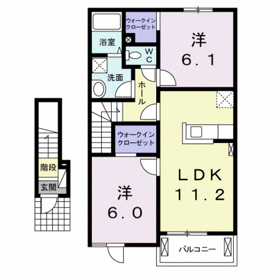 ハニーコッティ(2LDK/2階)の間取り写真