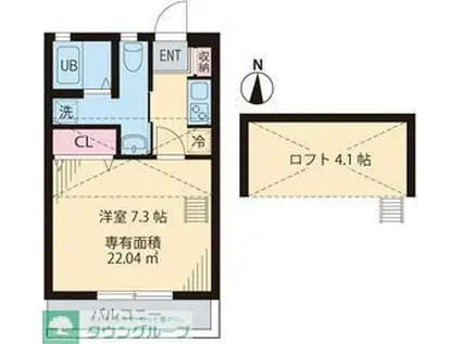 フローレンス一橋4号館(1K/2階)の間取り写真