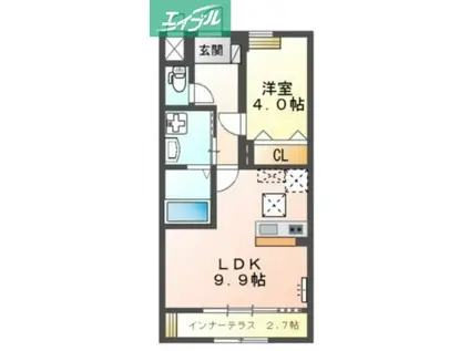 STAR WINGS(1LDK/1階)の間取り写真