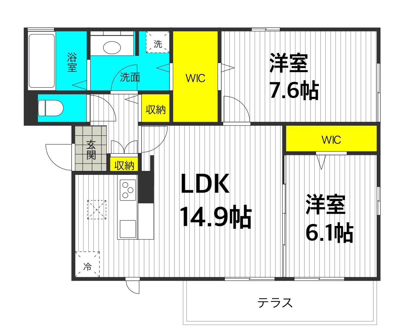 リンガ フランカ(2LDK/2階)の間取り写真