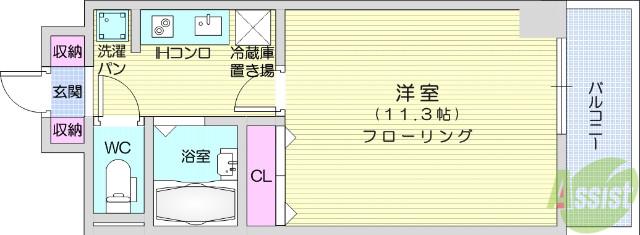 青葉レジデンス(1K/2階)の間取り写真
