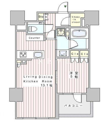 ルネ神田和泉町(1LDK/10階)の間取り写真
