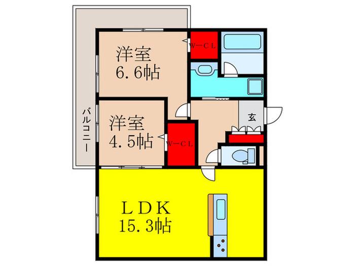 D-RESIDENCE南茨木II(2LDK/3階)の間取り写真
