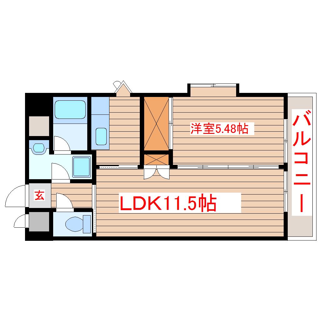 ベルメゾン(1LDK/6階)の間取り写真