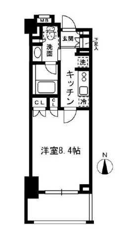 レジディア中落合B棟(1K/4階)の間取り写真