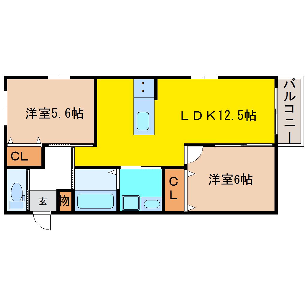エクセレントT&R(2LDK/1階)の間取り写真