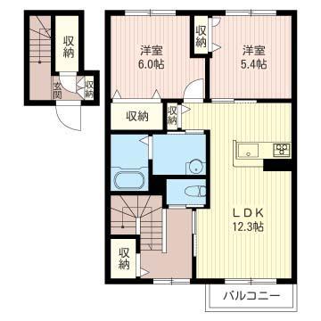 エスポワール(2LDK/2階)の間取り写真