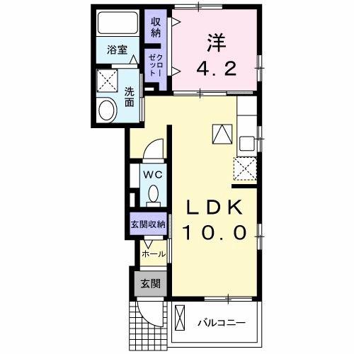 ミルト住吉II(1LDK/1階)の間取り写真