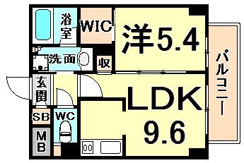 CASA甲子園口1(1LDK/3階)の間取り写真