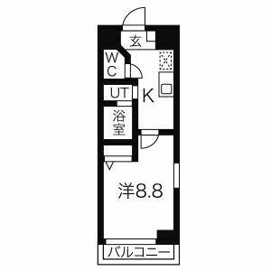 サンパティーク東片端(1K/8階)の間取り写真
