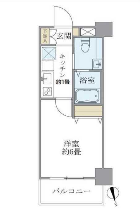ジェイクラウド横浜鶴見(1K/2階)の間取り写真