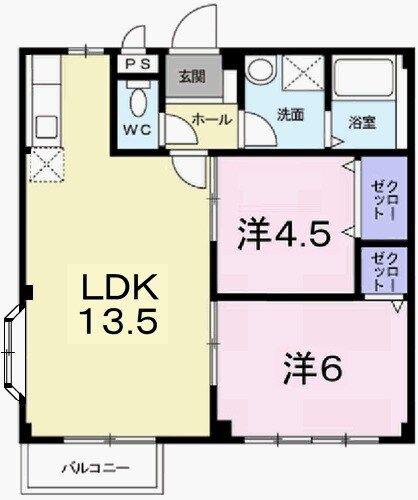 エルディム松本(2LDK/2階)の間取り写真