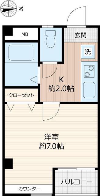 ニューアイコーマンション(1K/2階)の間取り写真