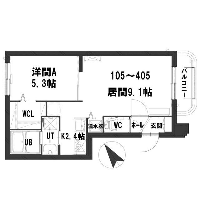 グランメール 本郷公園(1LDK/4階)の間取り写真