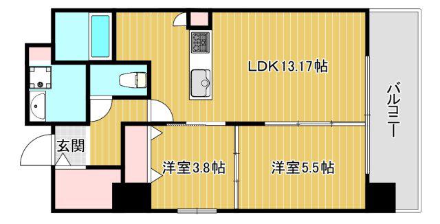 MAISON COULEUR UESHIO(2LDK/4階)の間取り写真