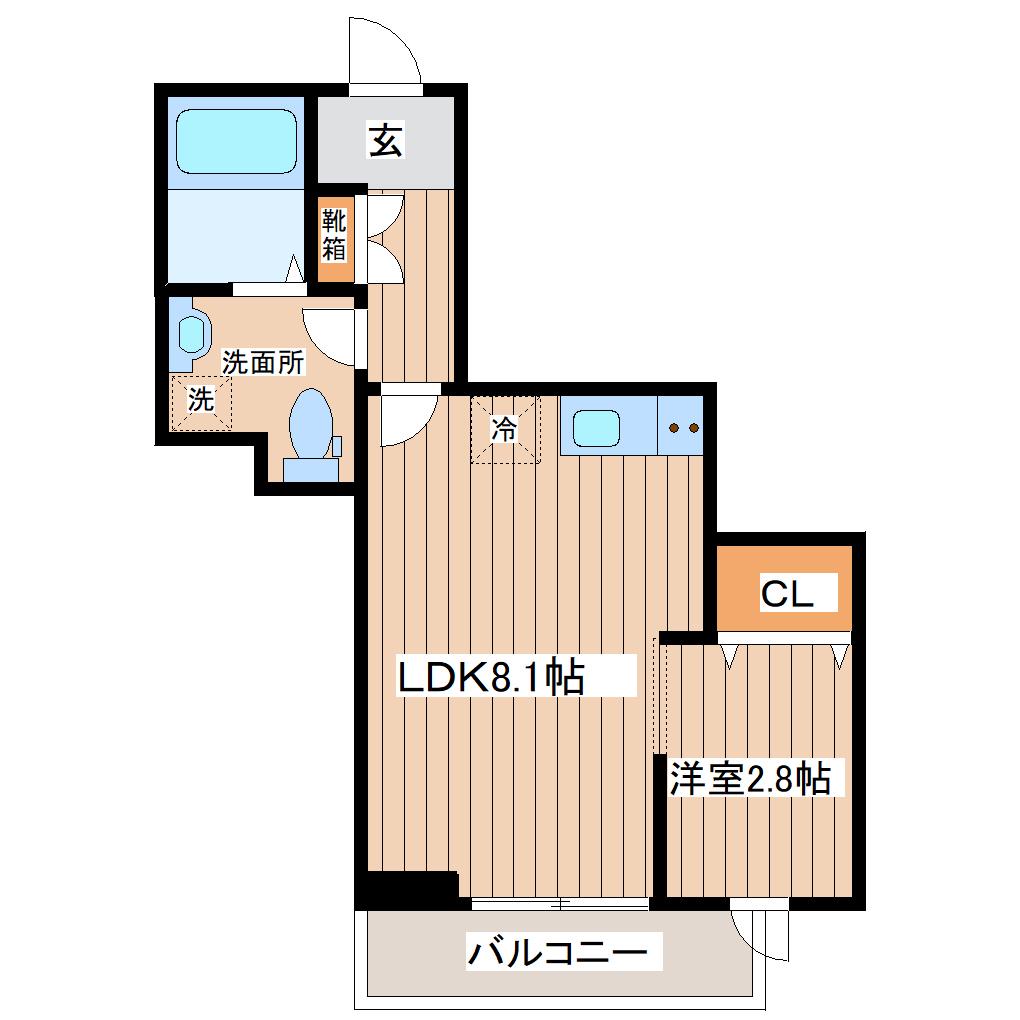 CRESCENT 台原(1LDK/3階)の間取り写真