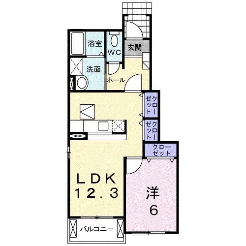 グラシオッソA(1LDK/1階)の間取り写真
