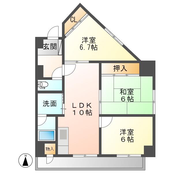 グランドパレス加納(3LDK/7階)の間取り写真