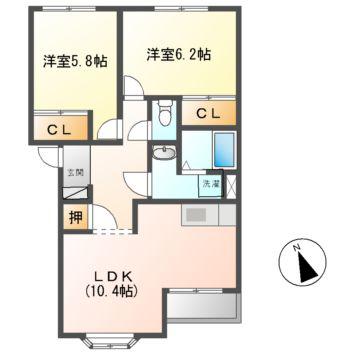 エルシャトー(2LDK/2階)の間取り写真