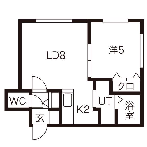 プリマクラッセ環状通東(1LDK/2階)の間取り写真