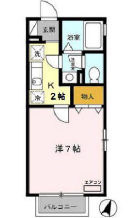 クレール和ヶ原(1K/2階)の間取り写真