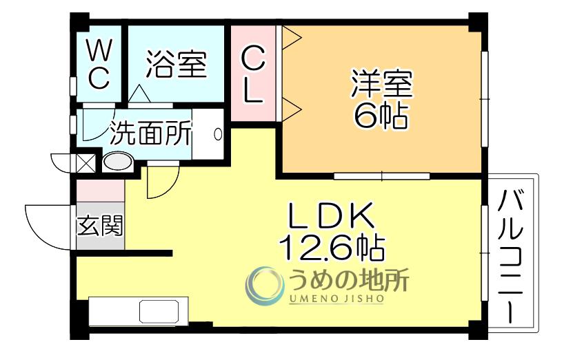 レインボータウンA(1LDK/2階)の間取り写真