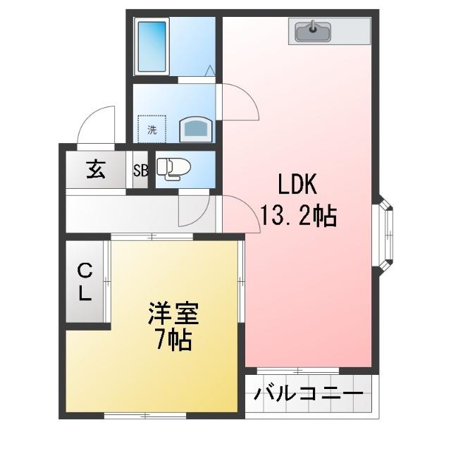 MY FLATS 川口(1LDK/1階)の間取り写真