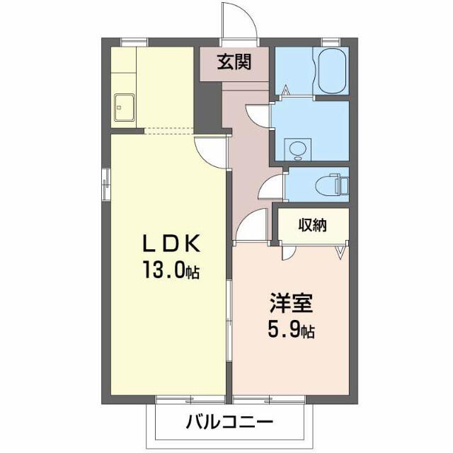 ハイツ萩(1LDK/2階)の間取り写真