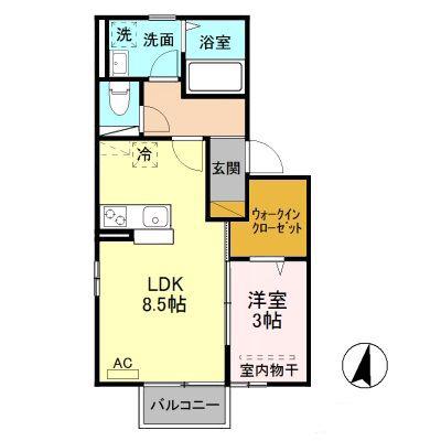 グランメール(1LDK/2階)の間取り写真