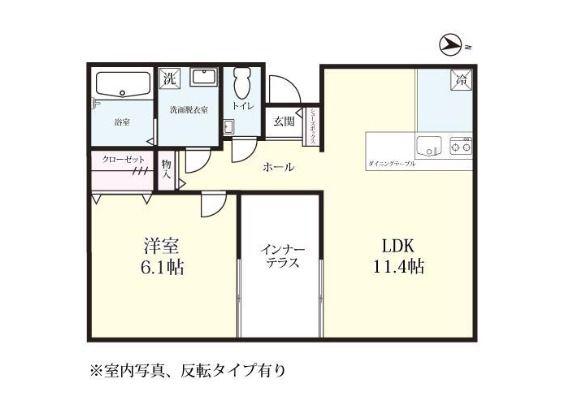 プレミアムアイランド牛津IX(1LDK/1階)の間取り写真