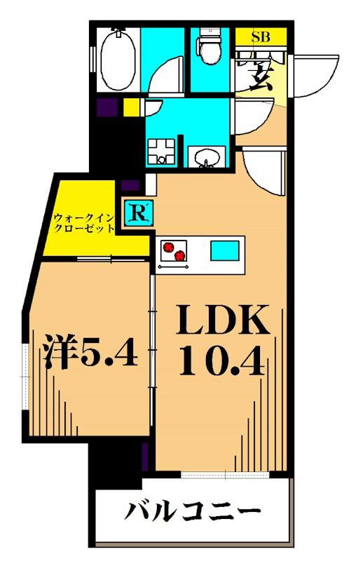 パークキューブ大井町レジデンス(1LDK/13階)の間取り写真