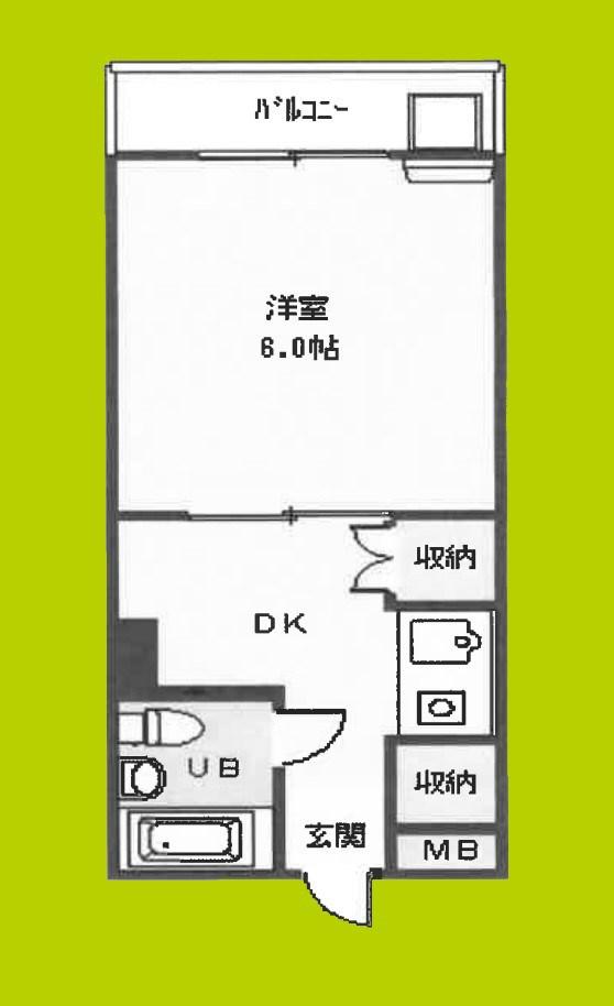 サンビル勝山北(1DK/3階)の間取り写真