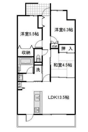 アルファステイツ野田II 1103(3LDK/11階)の間取り写真