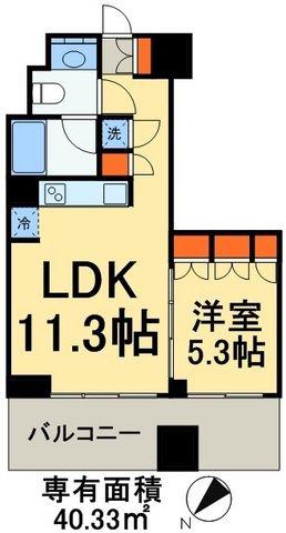 プロスペクトKALON三ノ輪(1LDK/11階)の間取り写真