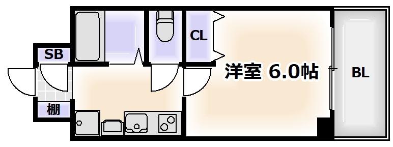 カーサ山城(1K/4階)の間取り写真
