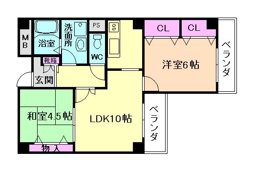 マンションプラザ23(2LDK/6階)の間取り写真