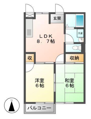 KS HOUSE A・B・C(2LDK/2階)の間取り写真