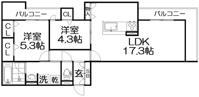 REVE(2LDK/2階)の間取り写真