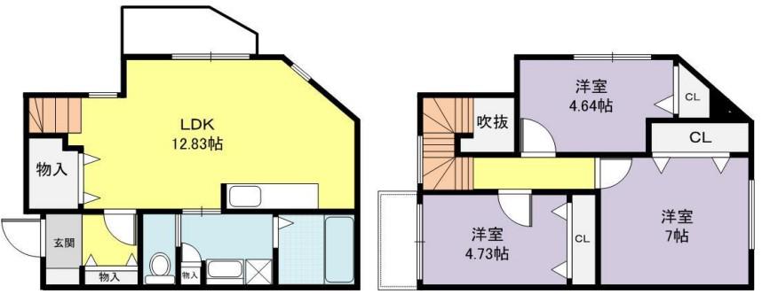ディアコート向丘(3LDK/2階)の間取り写真