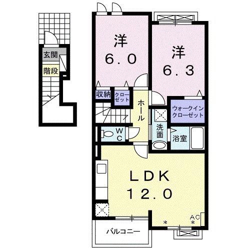 サンライズ(2LDK/2階)の間取り写真