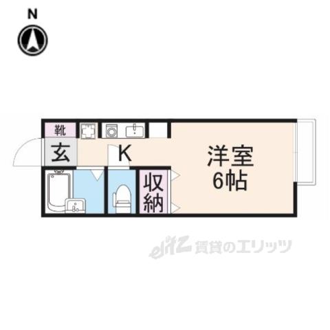 ジョイフル東生駒A(1K/2階)の間取り写真
