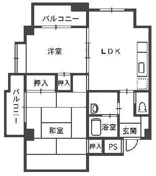 プレステージュ(2LDK/2階)の間取り写真