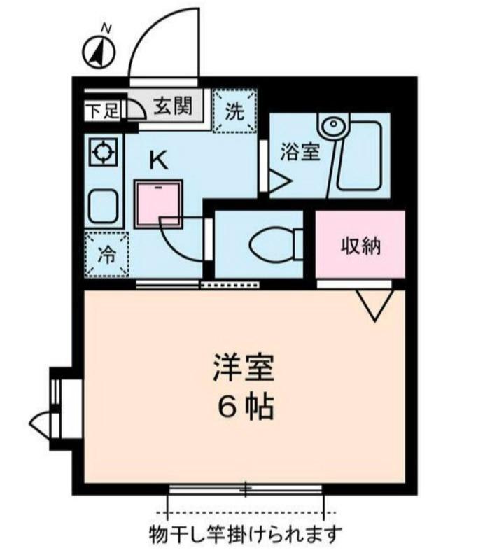 グリーンフラッツ旗の台(1K/1階)の間取り写真