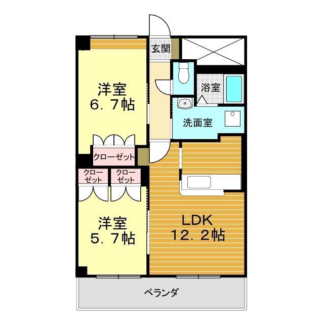 サン・エバーハイム(2LDK/2階)の間取り写真
