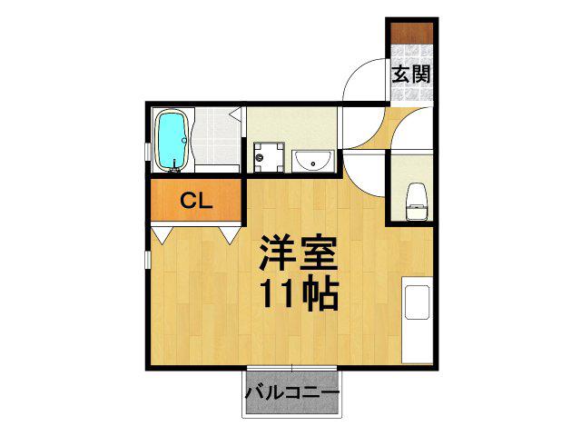 グリーンパーク尾浜(ワンルーム/1階)の間取り写真