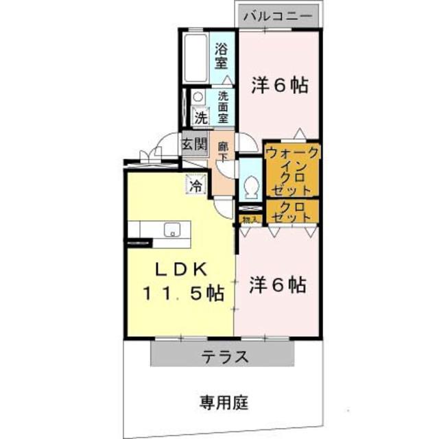 メゾン高津(2LDK/1階)の間取り写真
