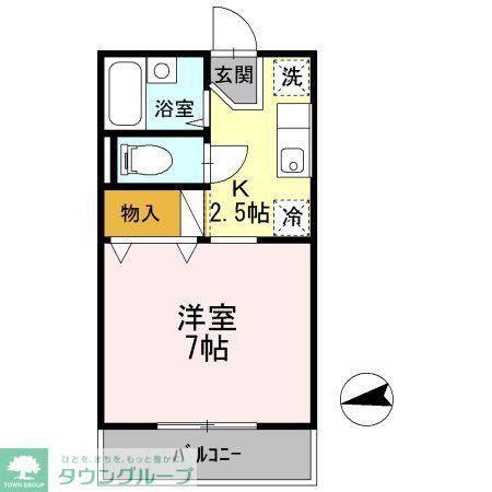 ジュネス国立(1K/2階)の間取り写真