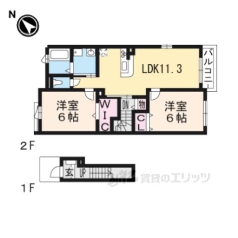 レイクりきⅡ(2LDK/2階)の間取り写真