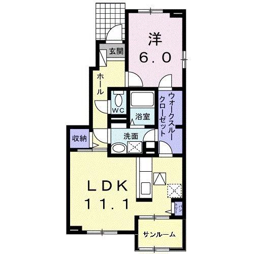 サンリット梶原I(1LDK/1階)の間取り写真