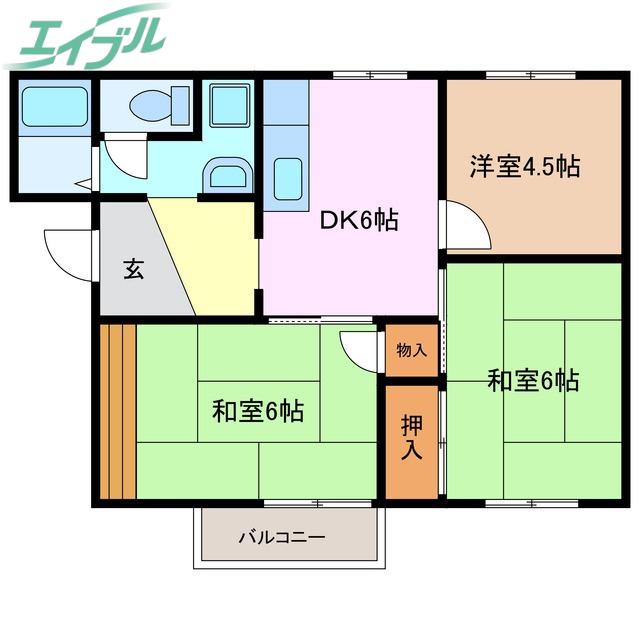 第2コーポヤマモト(3DK/2階)の間取り写真